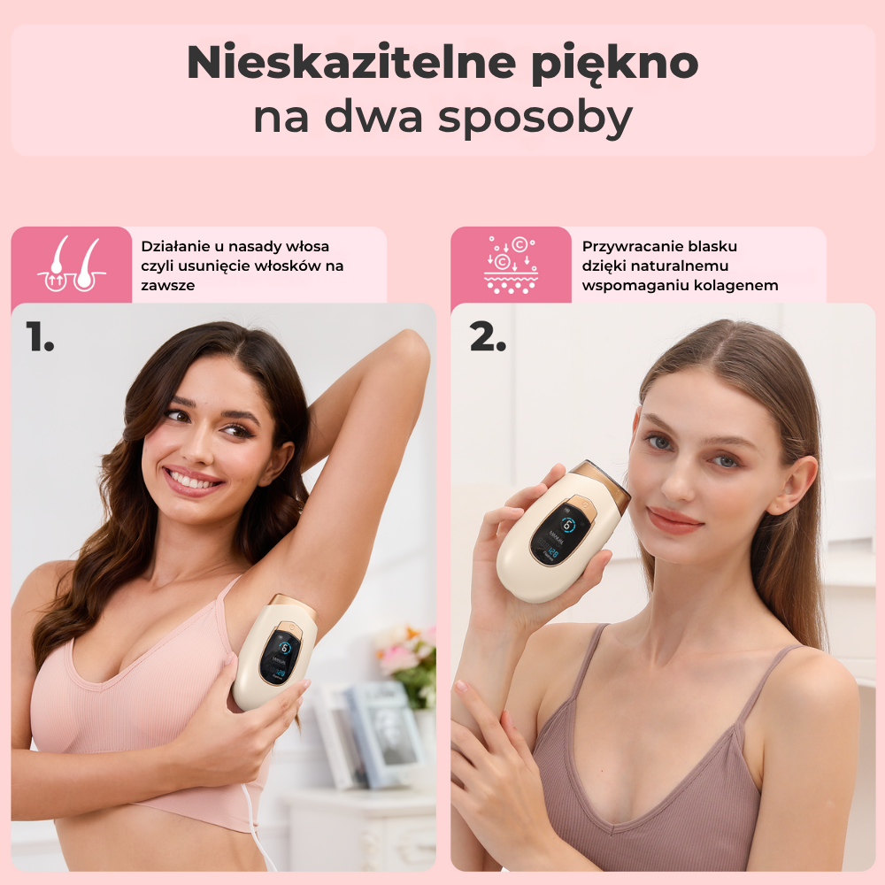 Użycie urządzenia Lumina IPL na pachy, nogi, okolice bikini i ramiona